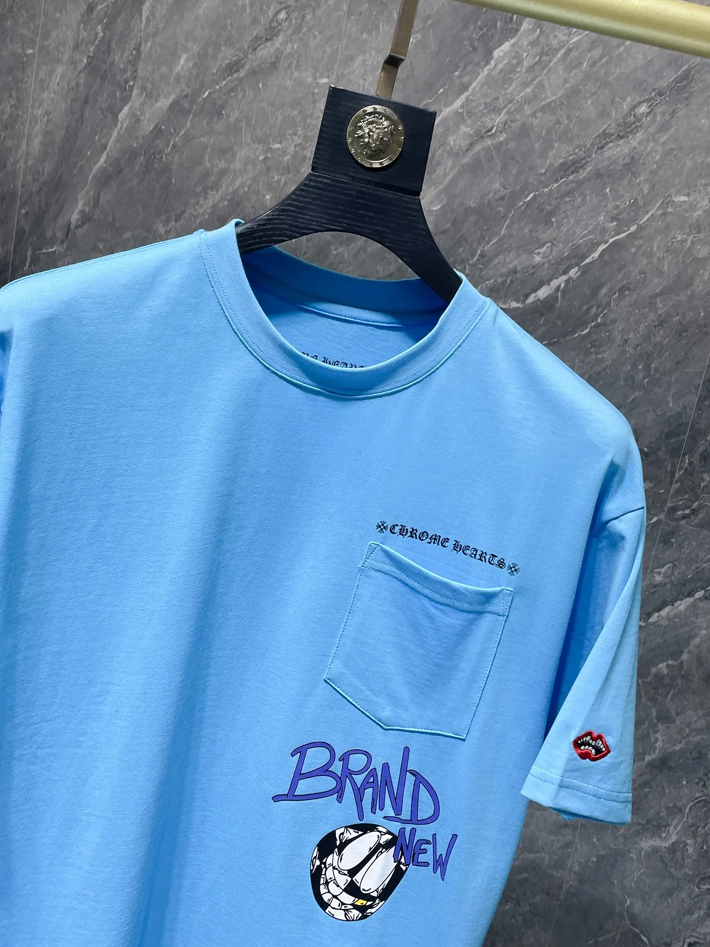 P130 New for summer Chrome Hearts 25ss High-weight environmentally friendly high-quality top-grade fabric 260g~270g Chrome blue matty graffiti short sleeves Imported environmentally friendly glue printing and dyeing Counter synchronization 1:1 replica version Recommended color: blue Size: S, M, L, XL